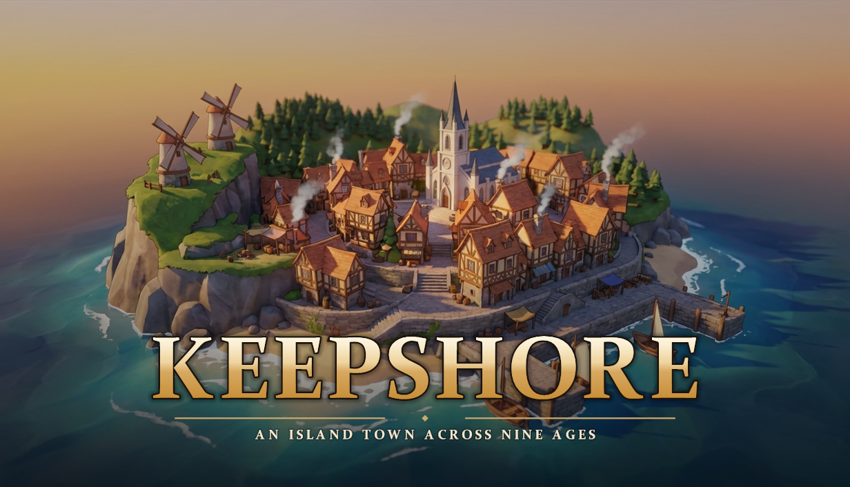 Keepshore — calm 3D town-builder across nine ages